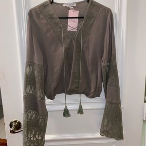 Green boutique lace blouse